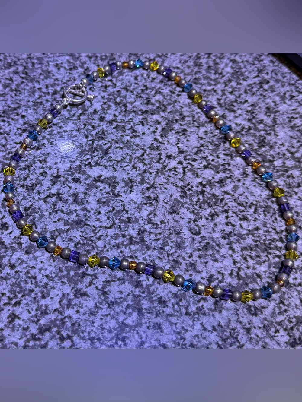 Multicolor Glass Bead 18” Necklace Sterling Silver
